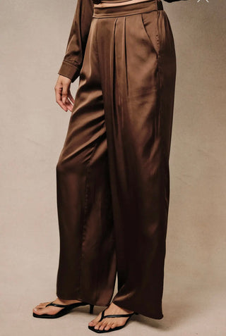 Bethany brown silk like pants
