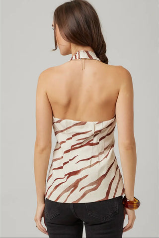 Zoey brown zebra halter top