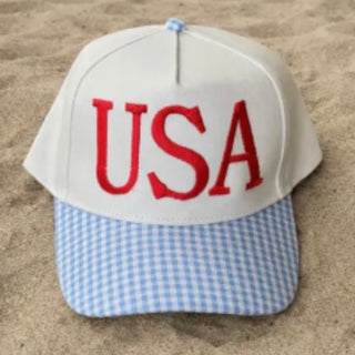 USA canvas hat checkered bill - preorder eta 6/5