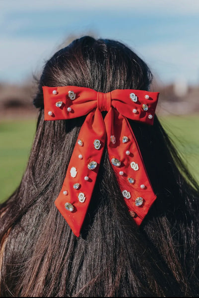 OU rhinestone barrette bow