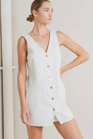 Whitney white denim romper