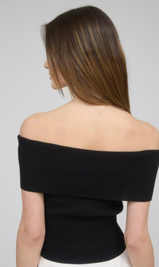 Ashley black off the shoulder ribbed top