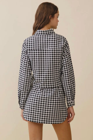 Katie Black checkered cropped blouse