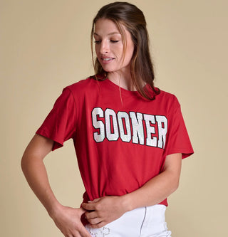 Sooner metallic varsity boyfriend tee