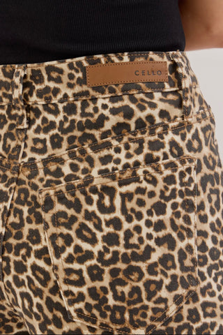 Cello leopard wide leg denim