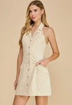 Alex cream button down halter dress