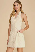 Alex cream button down halter dress