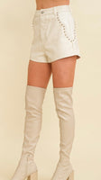Brookelan leather studded shorts