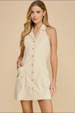 Alex cream button down halter dress