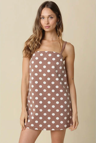 Regina brown polka dot denim dress