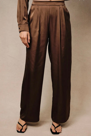 Bethany brown silk like pants