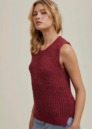 Laura Merlot sleeveless sweater