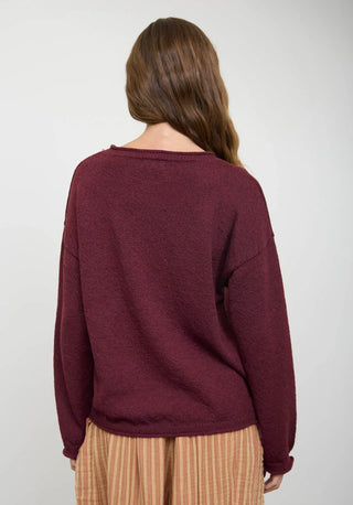 Christina Crimson raw edge sweater