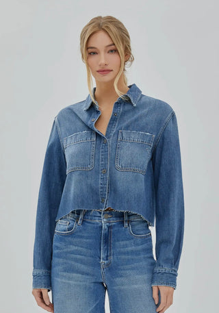Jen cropped denim Pearl snap