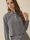 Katie Black checkered cropped blouse