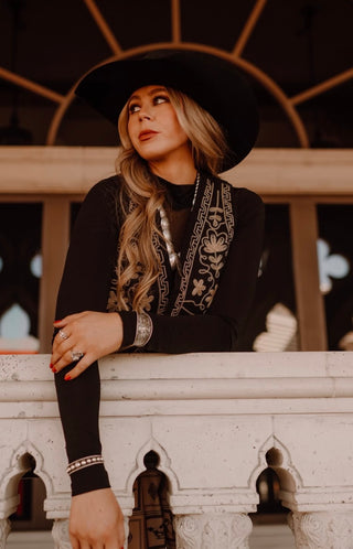 Marika embroidered vest - black