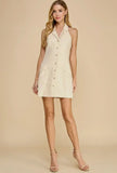Alex cream button down halter dress