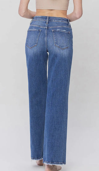 Olivia medium wash high rise wide leg denim - vervet