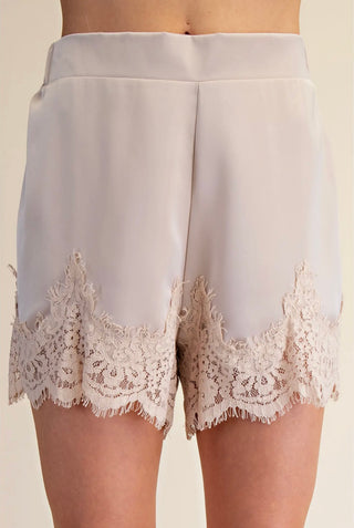 Miranda taupe lace trim shorts