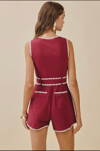 Carrie crimson romper
