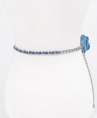 Denim rose chain belt
