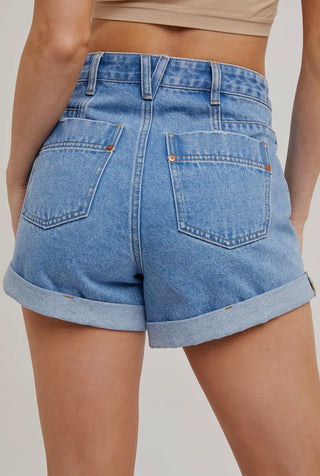 Claire medium wash denim shorts