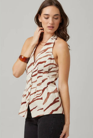 Zoey brown zebra halter top