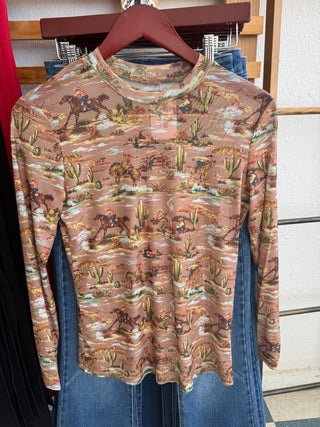 Desert cowboy mesh top