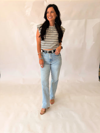 Stephanie grey stripe top