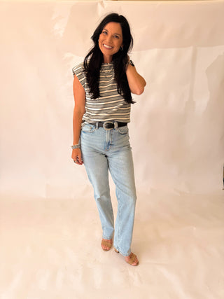 Stephanie grey stripe top