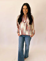 Kassie red white and blue embroidered blouse - THML