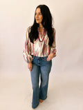 Kassie red white and blue embroidered blouse - THML