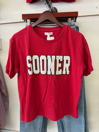 Sooner metallic varsity boyfriend tee
