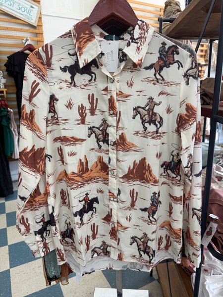 Liz Cowboy bronc pearl snap shirt