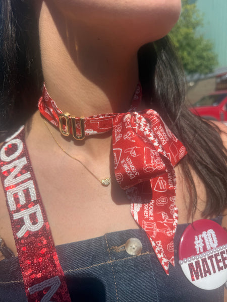 OU Silver and gold bandana slides
