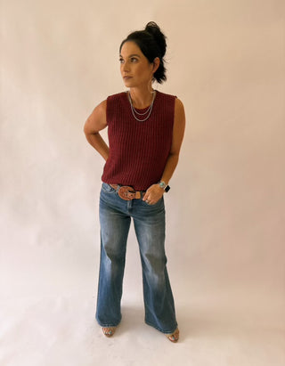Laura Merlot sleeveless sweater