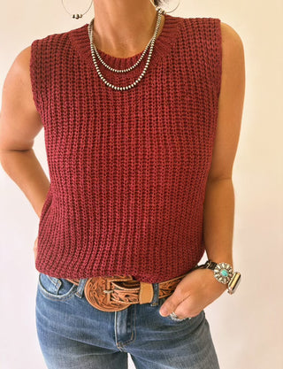 Laura Merlot sleeveless sweater