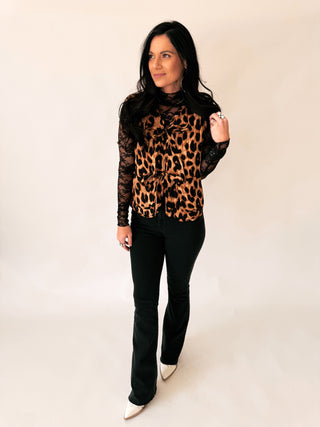 Lila leopard front tie vest