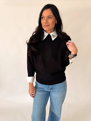 Twitty boot stitch pearl snap top - white