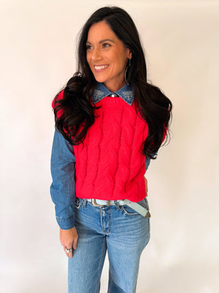 Twitty boot stitch pearl snap - denim