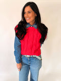 Stacie red cap sleeve sweater