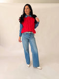 Stacie red cap sleeve sweater