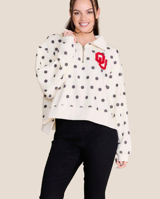 Stewart Simmons OU polka dot quarter zip pullover