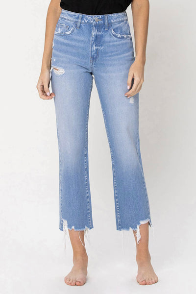 Angie high rise vintage straight crop denim