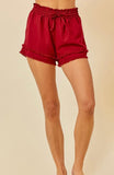 Crimson distressed shorts