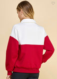 Crimson and cream pullover
