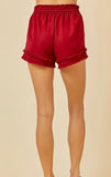 Crimson distressed shorts